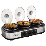 Sunvivi Triple Slow Cooker Buffet Server 3 Pot Crock Pot Food Warmer 3-Section 1.5-Quart $68.33 MSRP