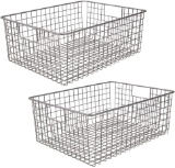 Mdesign Farmhouse Decor Metal Wire Food Organizer Storage Bin Baskets with Handles $39.99 MSRP