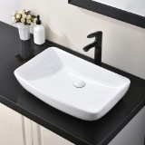 Hotis White Round Above Counter Porcelain Ceramic Bathroom Countertop Bowl Lavatory Vanity Vessel