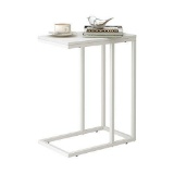 Wlive Snack Side Table, C Shaped End Table for Sofa Couch and Bed, White