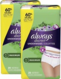 Always Discreet,Incontinence and Postpartum Underwear for Women Large 2 Pack of 28 Count $32.88 MSRP