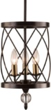 Papaya Industrial Bronze Crystal Chandelier Foyer Chandeliers with 3 Light $78.99 MSRP