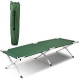 Goplus Foldable Camping Bed Outdoor Portable Military Cot for Travel, Green - $49.99 MSRP