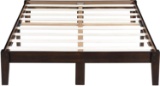 Olee Sleep Deluxe Wood Platform Bed Frame, Full, Dark Brown