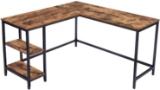 Hoobro L-Shaped Computer Desk, Industrial Corner Writing Desk with Shelves, Study Workstation