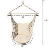 Ankwell Hammock Chair Hanging Rope Swing Chair - 2 Seat Cushions Included - Beige