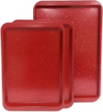 CasaWare 3pc Multi-Size Cookie Sheet/Jelly Roll Pan Set (Red Granite) - $34.99 MSRP