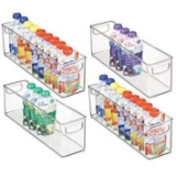 MDesign Baby Food Kitchen Refrigerator Cabinet or Pantry Storage Organizer Bin with Handles