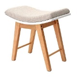 IWELL Vanity Stool with Rubberwood Legs, Makeup Bench Dressing Stool, Padded Cushioned Chair