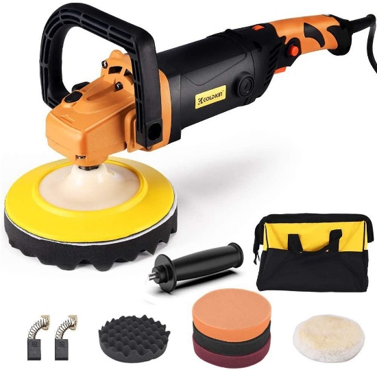 Buffer Polisher, GOLDKIN 7-Inch 1400W 12.7Amp 6-Speed Variable Speed Polisher - $89.99 MSRP