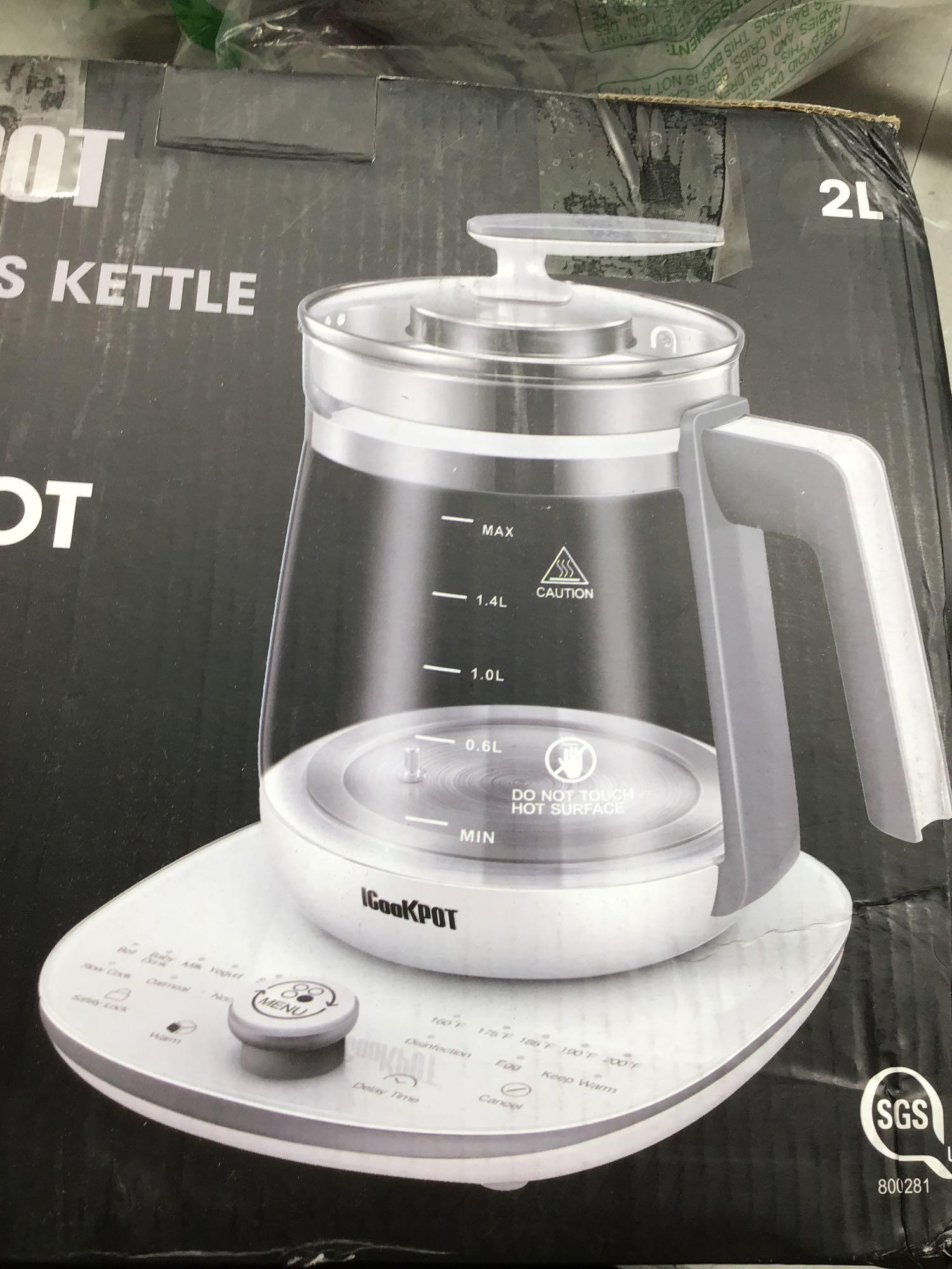 Lot - New ICookPot Multi-Glass 2 Liter Electric Kettle