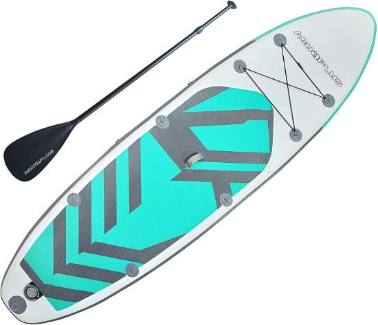 Aqua Plus 11ftx33inx6in Inflatable SUP All Skill Levels with Stand Up Paddle Board Boat $319.99 MSRP