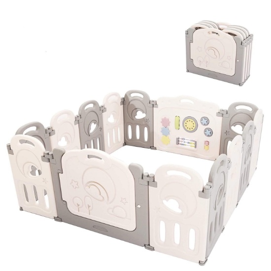Fortella Cloud Castle Foldable Playpen, Baby Safety Play Yard (14 Panel) Gray and White $179.99 MSRP