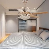 Oukaning 52.0 Inch Gold Plated LED Crystal Ceiling Fan Light
