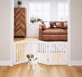 PAWLAND Wooden Freestanding 3 Panel Foldable Pet Gate For Dogs, White
