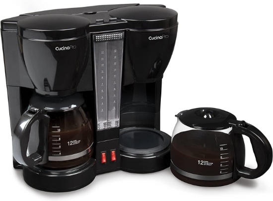 CucinaPro Double Coffee Brewer Station - Dual Coffee Maker Brews two 12-cup Pots