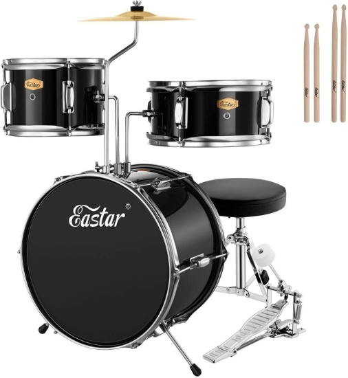 Eastar 14 inch Kids Drum Set Real 3 Pieces with Throne, Cymbal, Pedal and Drumsticks $86.99 MSRP