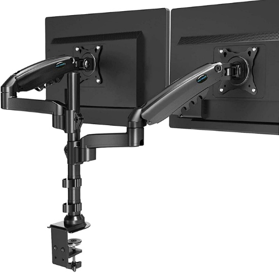Huanuo Dual Monitor Stand - Height Adjustable Gas Spring Double Arm Monitor Mount Desk Stand Fit Two