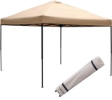 Blissun 10 x 10 Ft Outdoor Portable Instant Pop-Up Canopy Tent with Roller Bag (Tan)