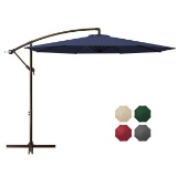 Domicare 10ft Offset Hanging Patio Umbrella with 8 Ribs,Outdoor Market Umbrella Easy Tilt Adjustment