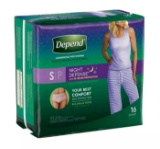 Depend Night Defense Incontinence Underwear for Women, Disposable, Overnight, Small, Blush, 16 Count