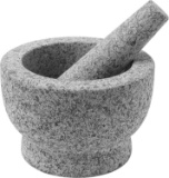 ChefSofi Mortar and Pestle Set - 6 Inch - 2 Cup Capacity - Unpolished Heavy Granite |Armour Shell