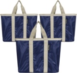 CleverMade SnapBasket Reusable Grocery Shopping Bags with Reinforced Bottom and Zippered Storage