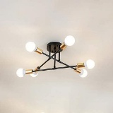 Industrial Chandelier Semi Flush Mount Ceiling Pendant Light, CraftThink 6 Lights(Black) $72.99 MSRP