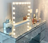 Hansong Vanity Makeup Mirror with Lights, Large Mirror with 15 Pcs Dimmable LED Bulbs - $139.69 MSRP