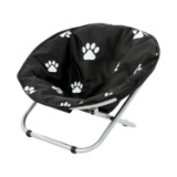 Etna Folding Pet Cot Chair - Portable Round Fold Out Elevated Cat Bed, Black and White
