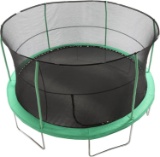 JumpKing 15' Bounce N' Dunk Trampoline and Enclosure Combo with Basketball Hoop Green JK1518AG