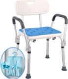 Medokare Shower Chair with Rails - Shower Seat with Arms for Seniors with Tote Bag and Handles