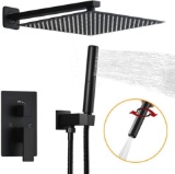 BESy Shower System with 12 Inch Rain Shower Head and Handheld Wall Mounted, Matte Black 199.99 MSRP