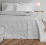 Welhome Relaxed Linen Cotton Percale Oversize Quilt, King Size - Gray