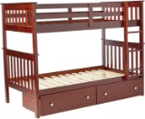 Donco Kids Mission Bunk Dual Under Bed Drawers, Twin, Dark Cappuccino