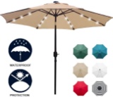 Sunnyglade 9' Solar 24 LED Lighted Patio Umbrella with 8 Ribs/Tilt Adjustment(Light Tan) $66.49 MSRP