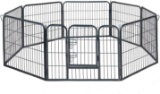 OxGord 8-Panel Metal Fence with Anchors Heavy Duty Pen Tube with Door for Pets