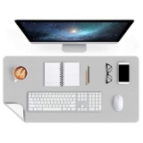 Office Desk Pad Desktop Protector 24 X 48 Inch Desk Blotter on Top of Desks, Gray/White