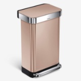 Simplehuman 45 Liter Rectangular Hands-Free Kitchen Step Trash Can with Soft-Close Lid, Rose Gold