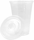 Harvest Pack 20 oz Clear Plastic Disposable Cups with Lids (200 Sets) - $29.99 MSRP