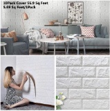 Arthome 10 Pack 56.9 Sq.Ft Faux Foam Bricks 3D Wall Panels Peel and Stick Wallpaper $55.98 MSRP