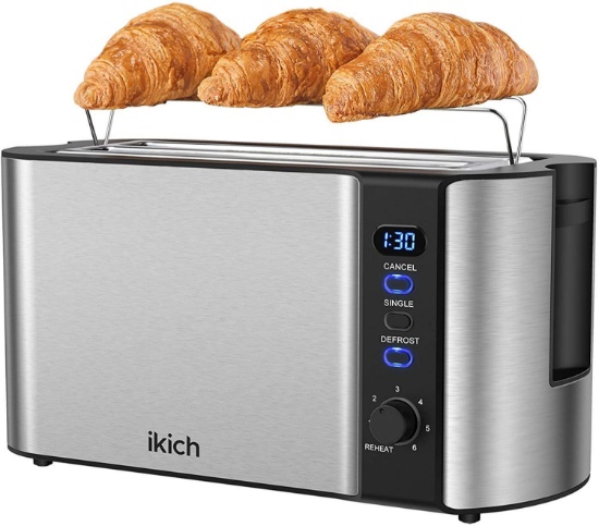 IKICH Toaster 4 Slice Long Slot, 4 Slices, Classical Sliver - $54.99 MSRP