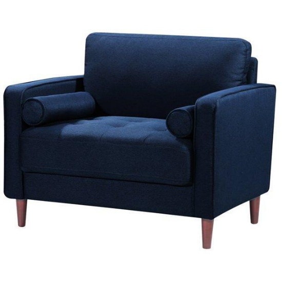 LifeStyle Solutions Jareth King Chair in Navy Blue Fabric Upholstery