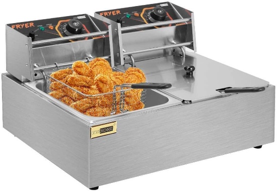 VIVOHOME 17.6 Quart Stainless Steel Large Capacity Electric Deep Fryer with Double Baskets