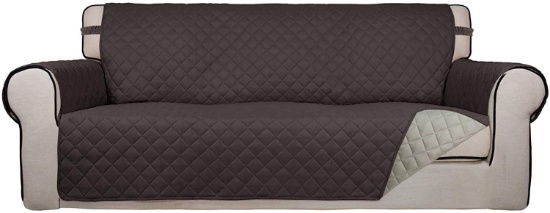 PureFit Reversible Quilted Sofa Cover, Chocolate/Beige