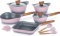 COOKLOVER Nonstick Cookware Set Induction Pots and Pans Set with Cooking Utensils 15 - Piece - Pink