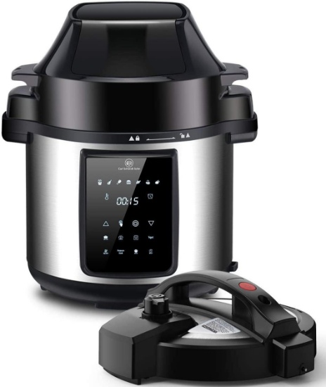 6Qt Pressure Cooker and Air Fryer Combos, Multi-Cooker with Pressure and Crisping Lid $169.99 MSRP