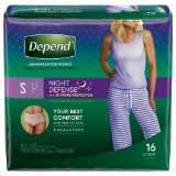 Depend Night Defense Incontinence Overnight Underwear for Women, S, 16 Counts, 4 Packs