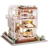 Cutebee Diy Doll house Miniature Kit with Furniture, Handcraft Dollhouse Collectibles for Hobbies