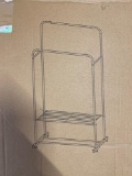 Youdenova Rolling Clothing Rack on Wheels, Double Rails Clothes Rack with 2 Tiers Metal Shelves